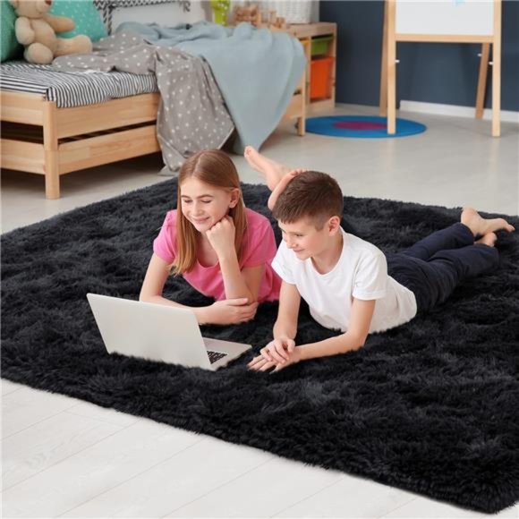 Fluffy Bedroom Rug Carpet,4x5.3 Feet Shaggy Fuzzy Rugs for Bedroom,Soft Rug - Picture 5 of 6